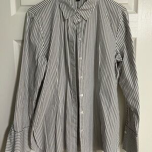 Ann Taylor Women's Black and White Striped Blouse